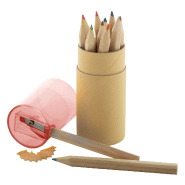 Set de 12 crayons de couleur - étui rond en carton avec taille-crayon intégré_1