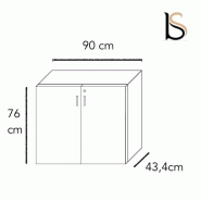 Armoire basse Pigreco - MARTEX. - Blanc pastel, Noyer Canaletto_1