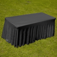 Nappe housse noire en élasthanne et polyester pour table de réception 152 à 162 cm - Intérieur/Extérieur_1