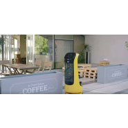 Robot serveur conçu pour les lieux accueillant du public ou les restaurants, équipé d'un grand écran publicitaire - KettyBot