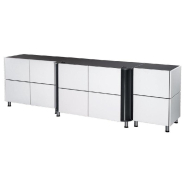 Comptoir MegaBanko avec double extension et façades unies anthracite et blanc 307x70x93cm_1