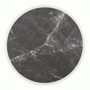 Plateau de table extérieur rond en verre trempé effet granit foncé bord blanc 580mm | Bolero - DL487_1