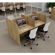 Bureau de call center version double 4 personnes. - 4 places, Chêne veiné_0