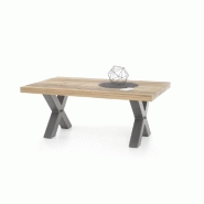 Table basse Antibes - plateau en chêne massif huilé et piétement en acier noir - 120 x 75 cm_1
