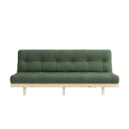 Banquette convertible futon Lean Pin - coloris vert olive - couchage 130x190 cm - structure en pin massif_1