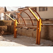 Abri vélo ouvert Clairbois - structure en bois et acier - toiture en plexiglas - 9 vélos - 4 mètres_2