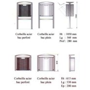 Corbeille de propreté octogonale en acier plein ou perforé - Milieu urbain - 50 L - Modèle C.P.R_1