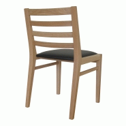 Lot de 2 chaises Horizon en chêne massif naturel - revêtement simili cuir noir - fabrication française - assemblage traditionnel_1