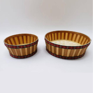 Corbeille bambou avec bandeau tartan Edimbourg Ø32cmxH10cm_1