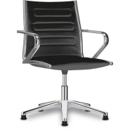 Fauteuil visiteur 5 branches classe chrome - Columbia - Simili cuir noir ou taupe - Référence 7790 FD C_1