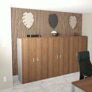 Armoire moyenne avec portes en bois - Mobel Linea - 100, Acacia foncé_1