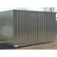 Bungalow de stockage isolé avec rétention intégrée - 4m x 2m - 914 L - idéal pour déchetterie, site industriel, entrepôt, stockage logistique, chantier DIFOPE_1