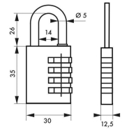 Cadenas à clé type 1 - Aluminium - Code 30 mm rouge - THIRARD_1
