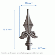 Pointe Ø17mm - H.155 x L.70mm_1
