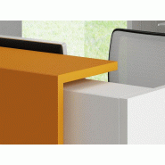 Bureau d'accueil angle Z2 avec accès bas sur le côté - Officity. - Beige, Droite, Blanc_1