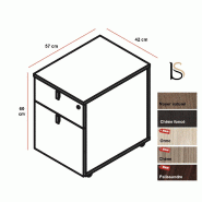 Caisson mobile pour bureau Lithos - Dellarovere - Orme, 2 tiroirs, Non_1