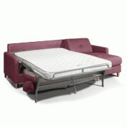 Canapé d'angle scandinave en velours Old Rose - 140 cm - Matelas 16 cm - Système express - Sommier à lattes Renatonisi_1