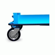 Chariot monobloc 4 tablettes en tôle d'acier emboutie - 500 kg - Roulettes caoutchouc pivotantes avec frein_1