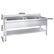 Plonge batterie 180x60cm - 2 cuves_1