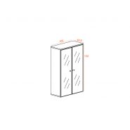 Armoire mi-haute Deskissimo - Portes en verre - H159 cm - Finitions noir, blanc et transparent_1