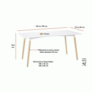 Table rectangulaire blanche casare - 140 x 70 cm_1