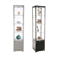 Vitrine d'exposition LED - H.200 x L.45 x P.45 cm - Noir - Réf.2228407 - Verre sécurité, aluminium robuste, éclairage LED_2