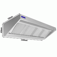 Hotte murale Inox - 2m20 - avec moteur, régulateur, filtre et éclairage - P 700 mm | GGM_1