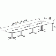 Table de réunion ovale évolutive Sigma - Mobel Linea - Blanc 9010, 500, Chêne veiné_1