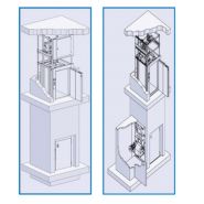 Système de monte-charge avec moteur en haut dans la gaine