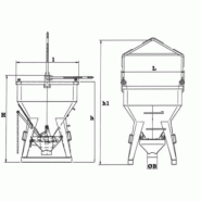 Benne à béton - tuyau droit, vidange central, anse ou palonnier - 600 à 1000 litres_1