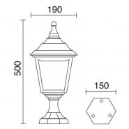 Borne classique extérieure Clic-Clac 4 - IP44 - E27 - blanc style rustique - verre transparent - hauteur 43 cm_1