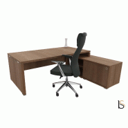 Bureau monochrome TAK avec rangement intégré - Mobel Linea - 225, Acacia foncé, Droite_2