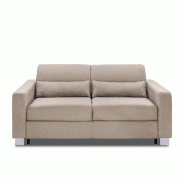 Canapé 3 places DOMUS V2 convertible express - sommier à lattes 140 cm - matelas 17 cm tweed beige_1