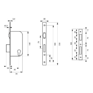 Serrure encastrable pour porte d'entrée - rouleau laiton - têtère et gâche inox - Thirard - réf. 00013289_1