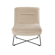 Chaise lounge SEDIA - tissu velours blanc, piétement métal plat - style nordique minimaliste_1