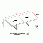 Table de conférence T45 - Quadrifoglio - 8 à 10 personnes - Pieds métal. - Anthracite, 280_1