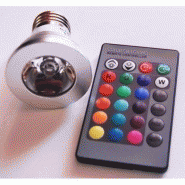 Ampoule LED E27 RGB télécommandée - 15 couleurs, 4 modes, variateur d'intensité - 3W_1