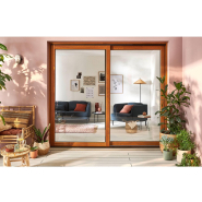 Baie vitrée coulissante en chêne sur mesure - volet roulant intégré compact en option - HARMONIE_2