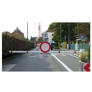 Barrière levante solaire - aluminium thermolaqué - bras avec bandes réfléchissantes - alimentation photovoltaïque_1