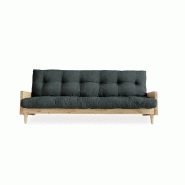 Canapé 3 places convertible Indie - Style scandinave - Futon gris ardoise - Couchage 130x190 cm - Karup_1
