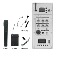 Colonne pupitre amplifiée blanche 100W avec microphone VHF, Bluetooth et lecteur SD USB_1