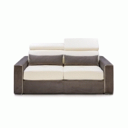 Canapé convertible Canberra - ouverture express 140x197 cm - matelas 16 cm bicolore microfibre ivoire et gris anthracite_1