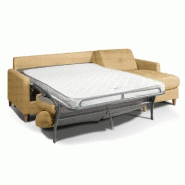 Canapé d'angle scandinave - 140 cm - Matelas 16 cm - Système express - Sommier lattes Renatonisi - Tweed jaune melon_1