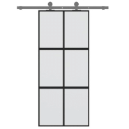 Vidaxl porte coulissante noir 90x205 cm verre trempé aluminium 155208_1