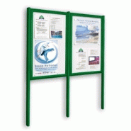 Vitrine classique extérieure Plexichocs sur pieds - cadre aluminium, porte réversible et vitrage 4mm_1