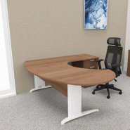 Bureau ergonomique et caisson intégré Sigma - Mobel Linea - 200, Acacia foncé, Droite_0