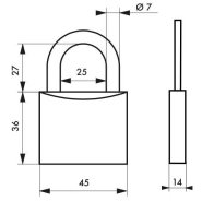 Cadenas à clé Mach 2 - 45 mm - corps laiton monobloc et anse acier cémenté - THIRARD_1
