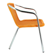 Fauteuil d'extérieur empilable en aluminium et polypropylène tressé Blain orange_1