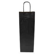 Sac 1 bouteille poignées torsadées kraft noir 14+8x40cm - par 250_1