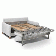 Canapé convertible OGGETTO - Matelas 16 cm - Système express - Sommier à lattes 140 cm - Polyuréthane blanc cassé - RENATONISI_1